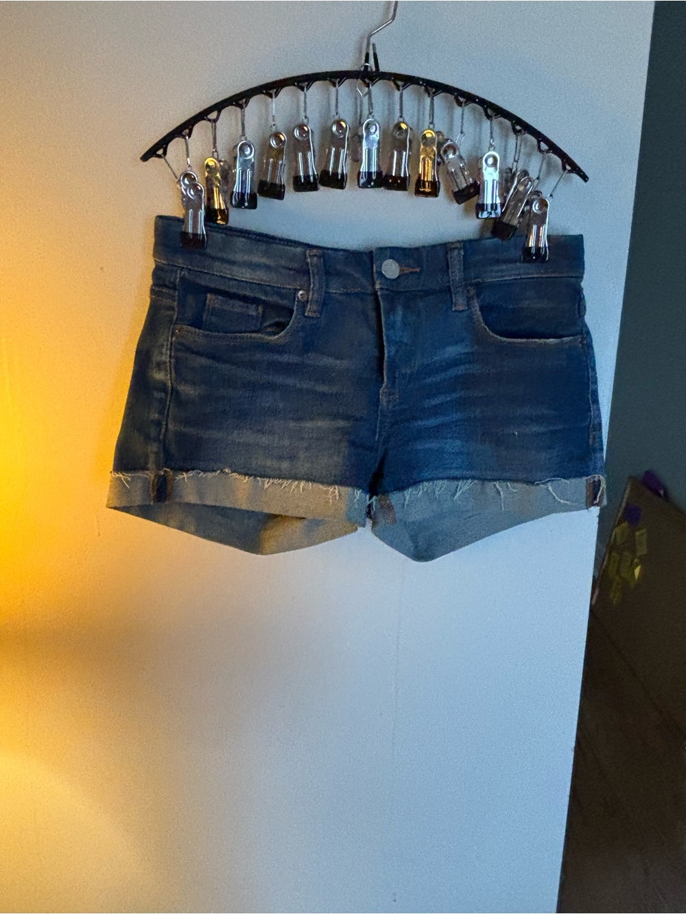 Blank NYC Dark Blue Rolled Hem Denim Shorts